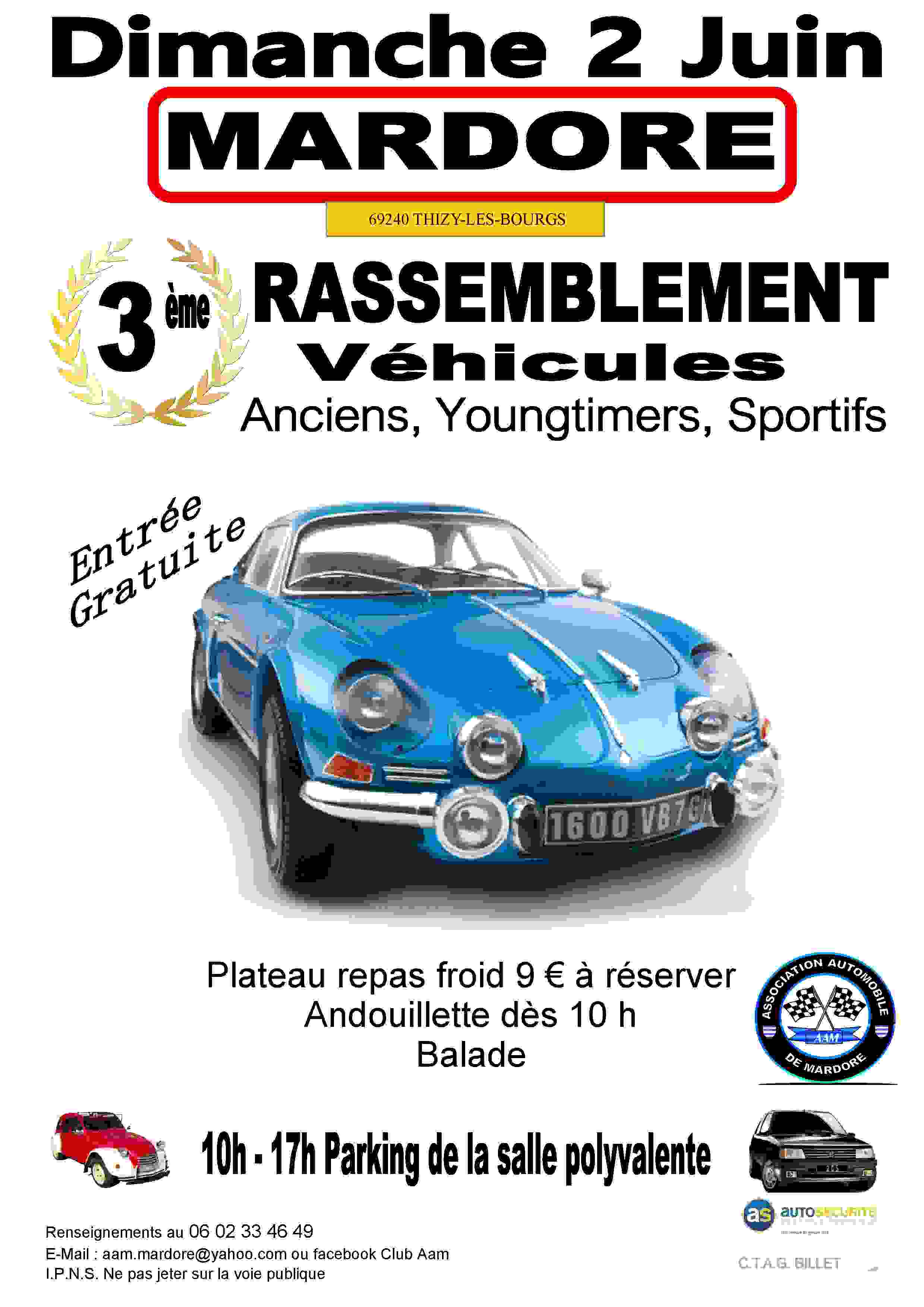 3ème Rassemblement automobile de Mardore Dimanche 2 Juin