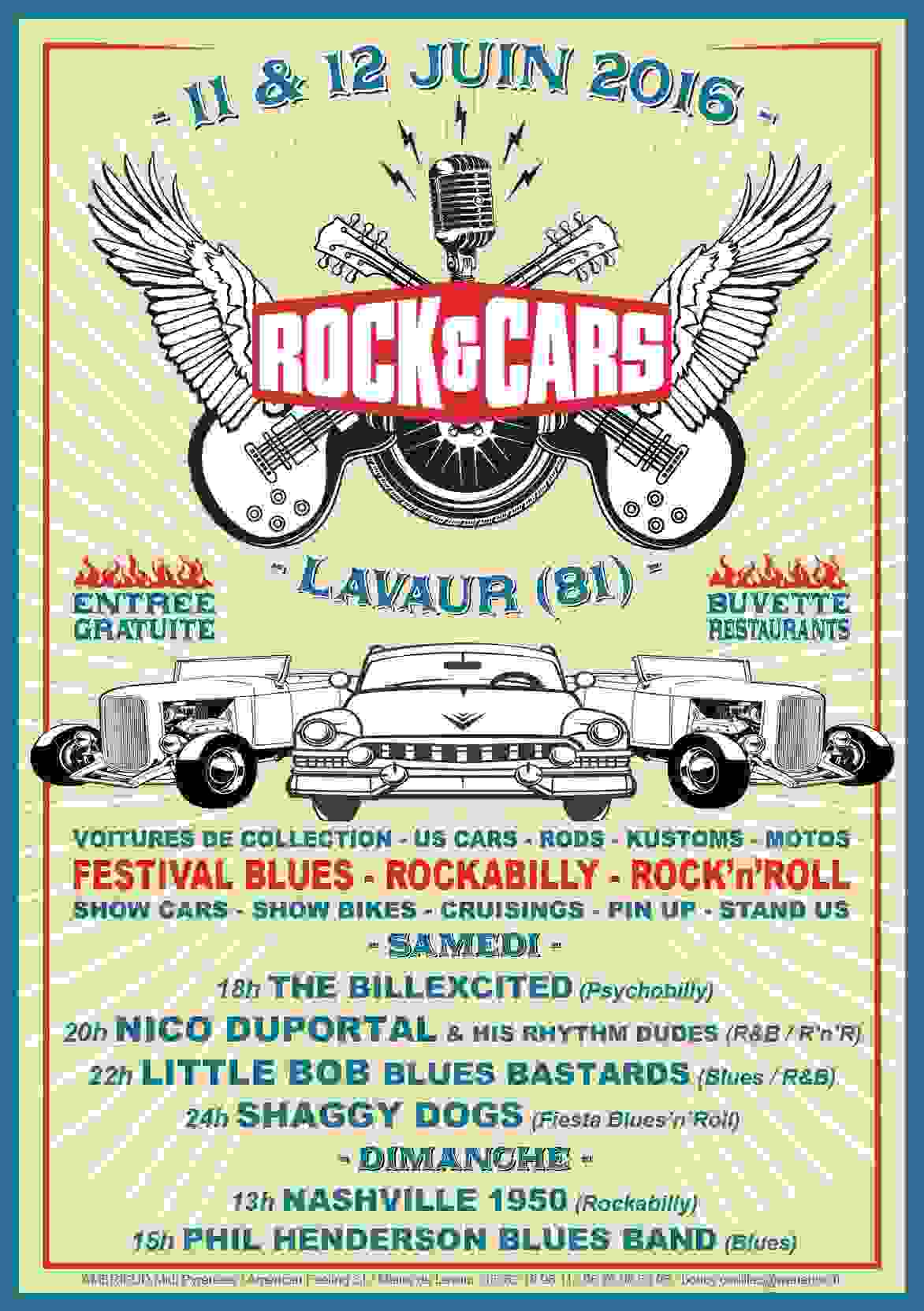 Festival ROCK’&’CARS à Lavaur (81) les 11 et 12  juin 2016